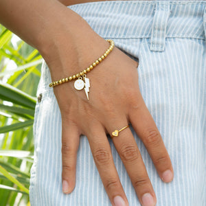 18K Gold PVD Stainless Steel Epoxy Lightning Bolt Charm