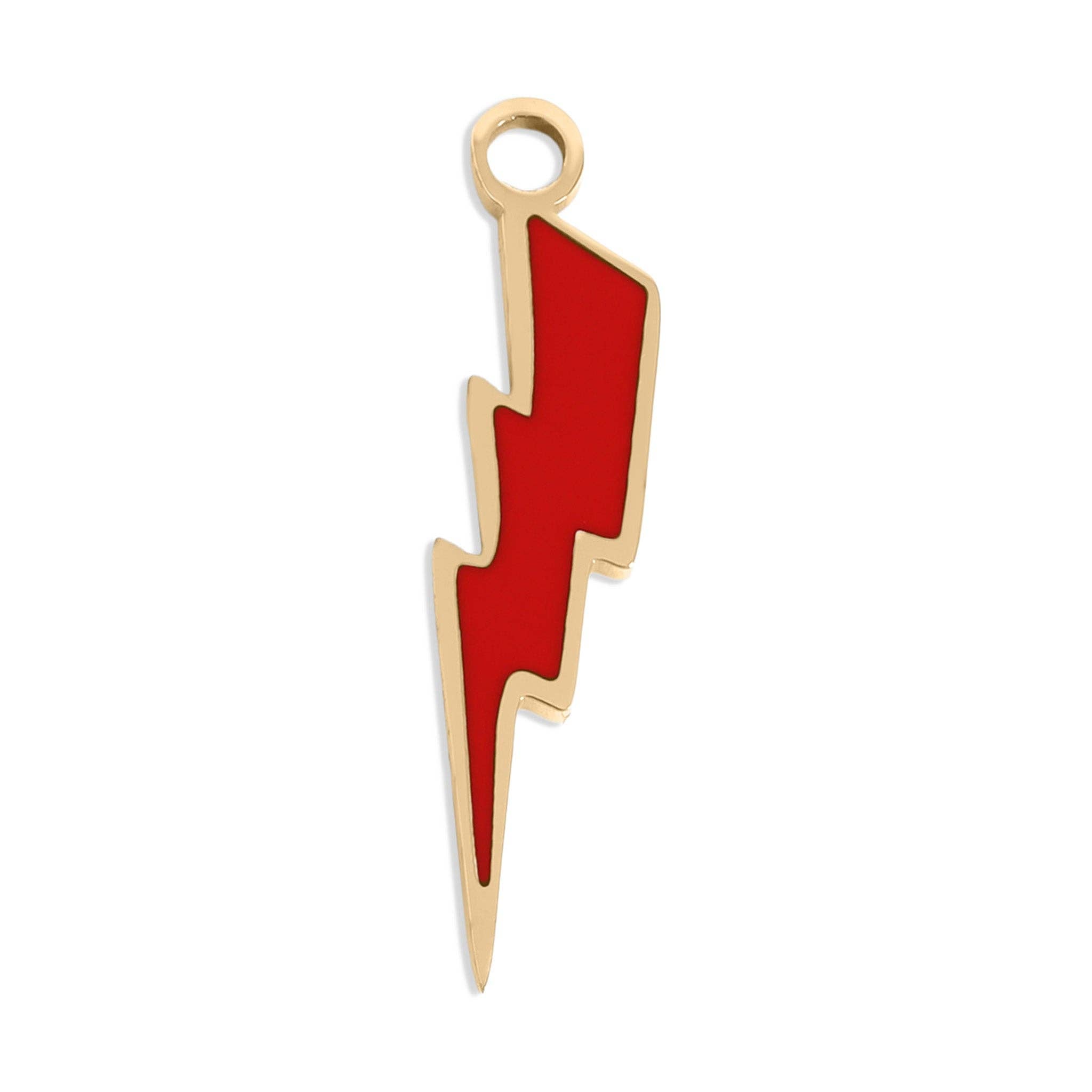18K Gold PVD Stainless Steel Epoxy Lightning Bolt Charm