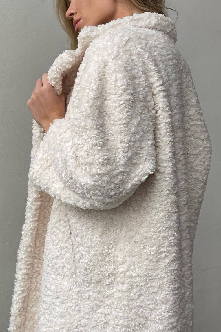 Lapel Plush Fleece Trench Coat