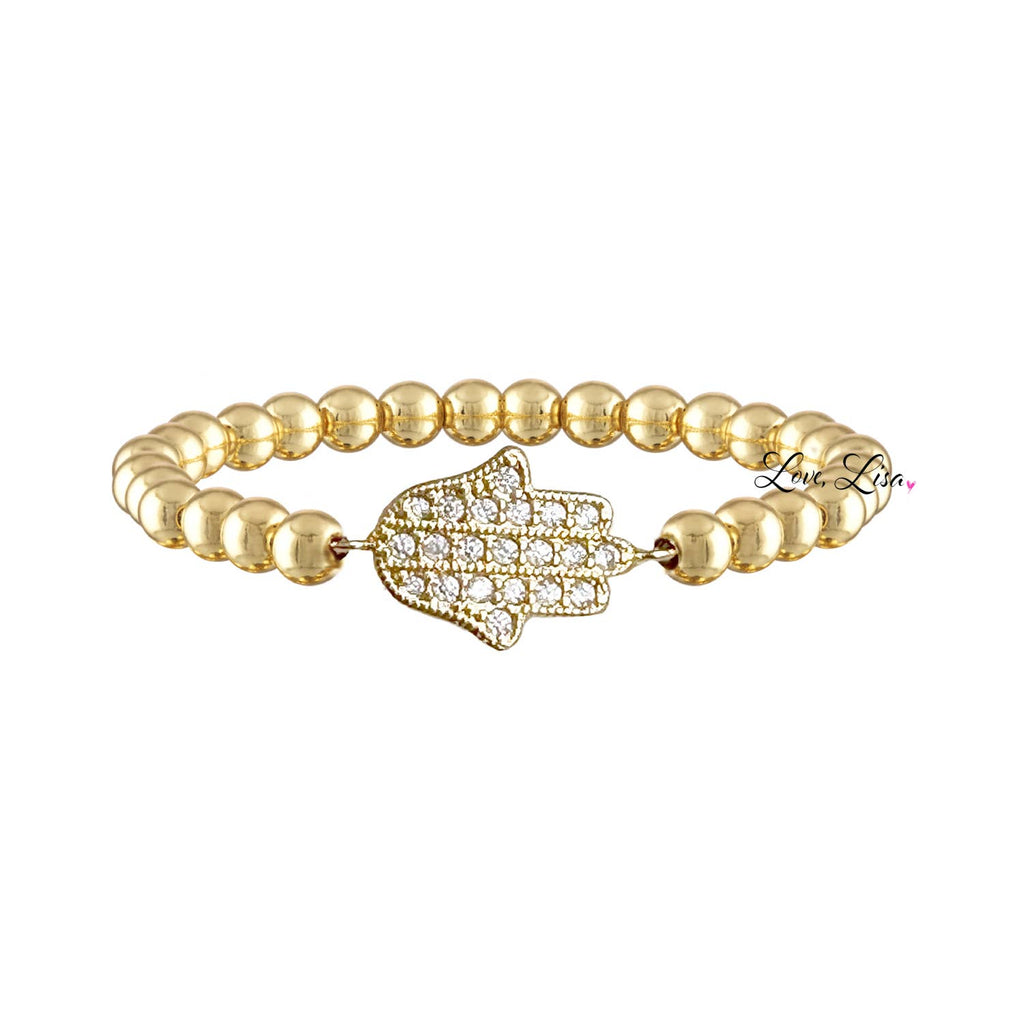 The Perfect Hamsa Beaded 6mm Stretch Bracelet