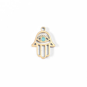18K Gold Stainless Steel Hamsa Hand Evil Eye Charm