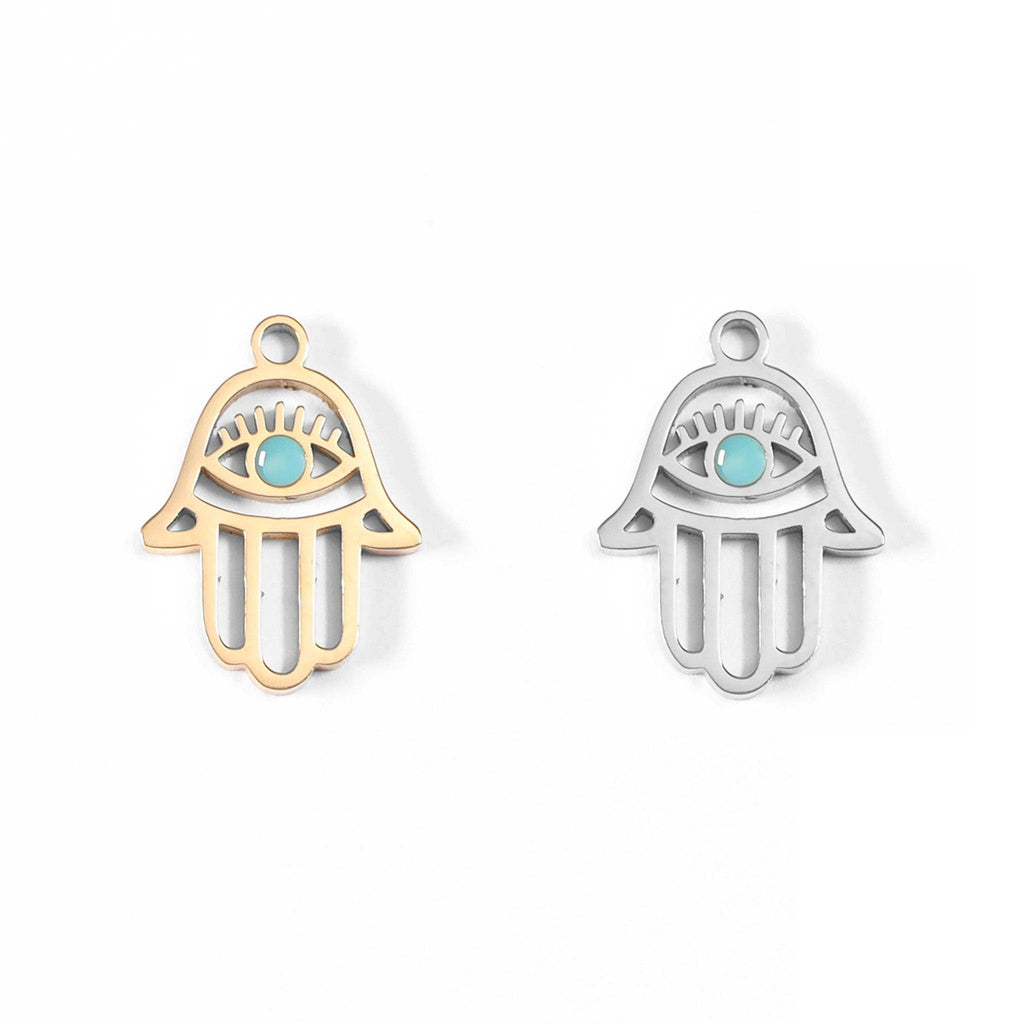 18K Gold Stainless Steel Hamsa Hand Evil Eye Charm