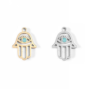 18K Gold Stainless Steel Hamsa Hand Evil Eye Charm