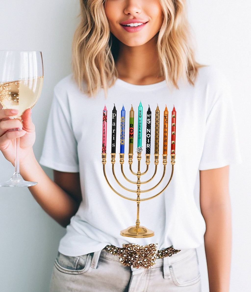 Fashion Menorah hanukkah Graphic T-shirt, tee, Sweatshirt