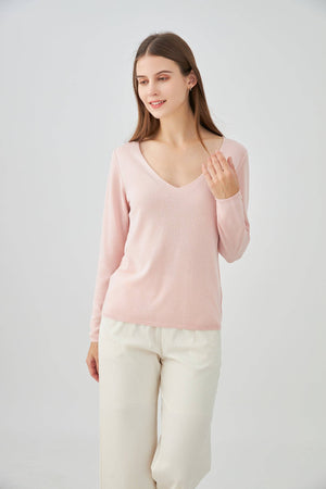 Cashmere silk V-neck sweater