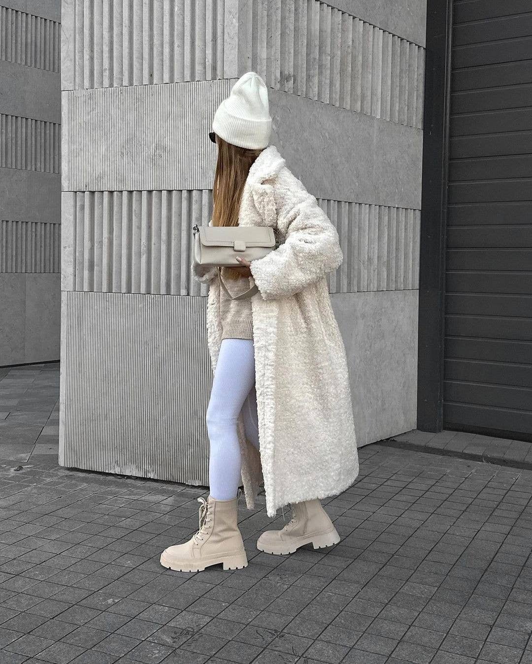 Lapel Plush Fleece Trench Coat
