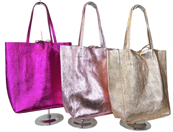 Basic Metallic Leather Tote Bag JIJOU CAPRI