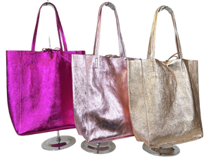 Basic Metallic Leather Tote Bag JIJOU CAPRI