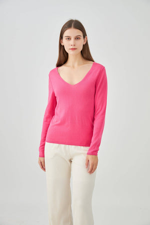 Cashmere silk V-neck sweater