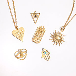 18K Gold Stainless Steel Hamsa Hand Evil Eye Charm