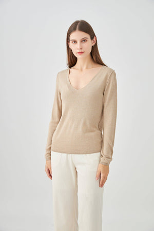 Cashmere silk V-neck sweater