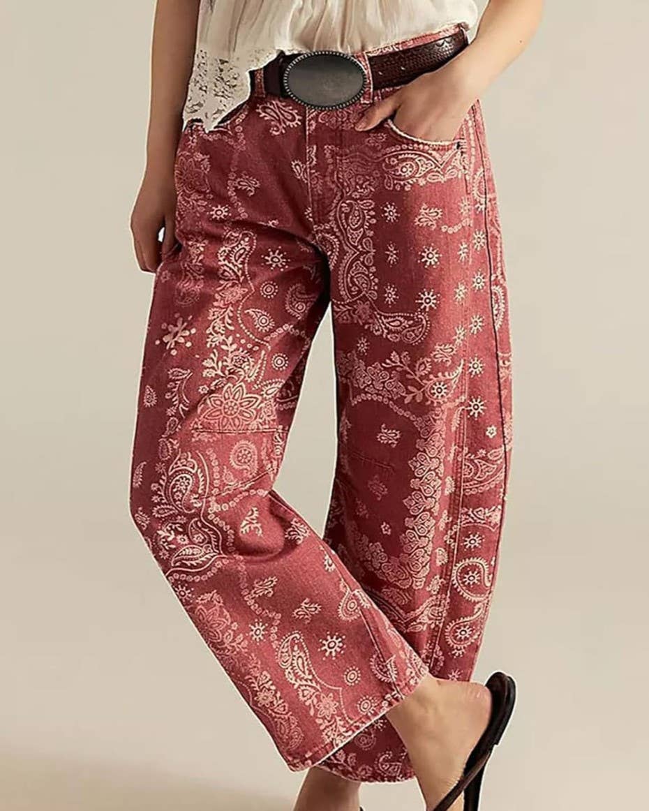 Y2k Western Vintage Paisley Printed Jeans