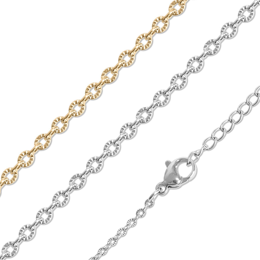 Stainless Steel Crimped Oval Chain Necklace