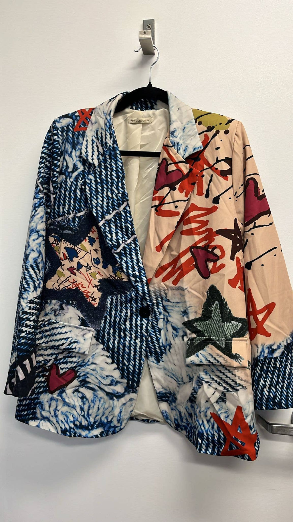 BLADG One Size Artistic Denim Graffiti Blazer LOOWIE