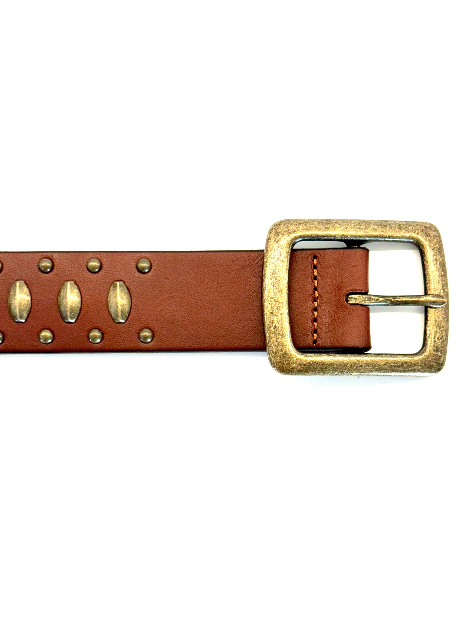 Cognac Leather with Aged Brass Studs