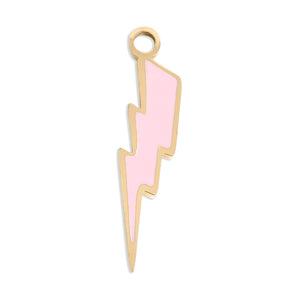 18K Gold PVD Stainless Steel Epoxy Lightning Bolt Charm