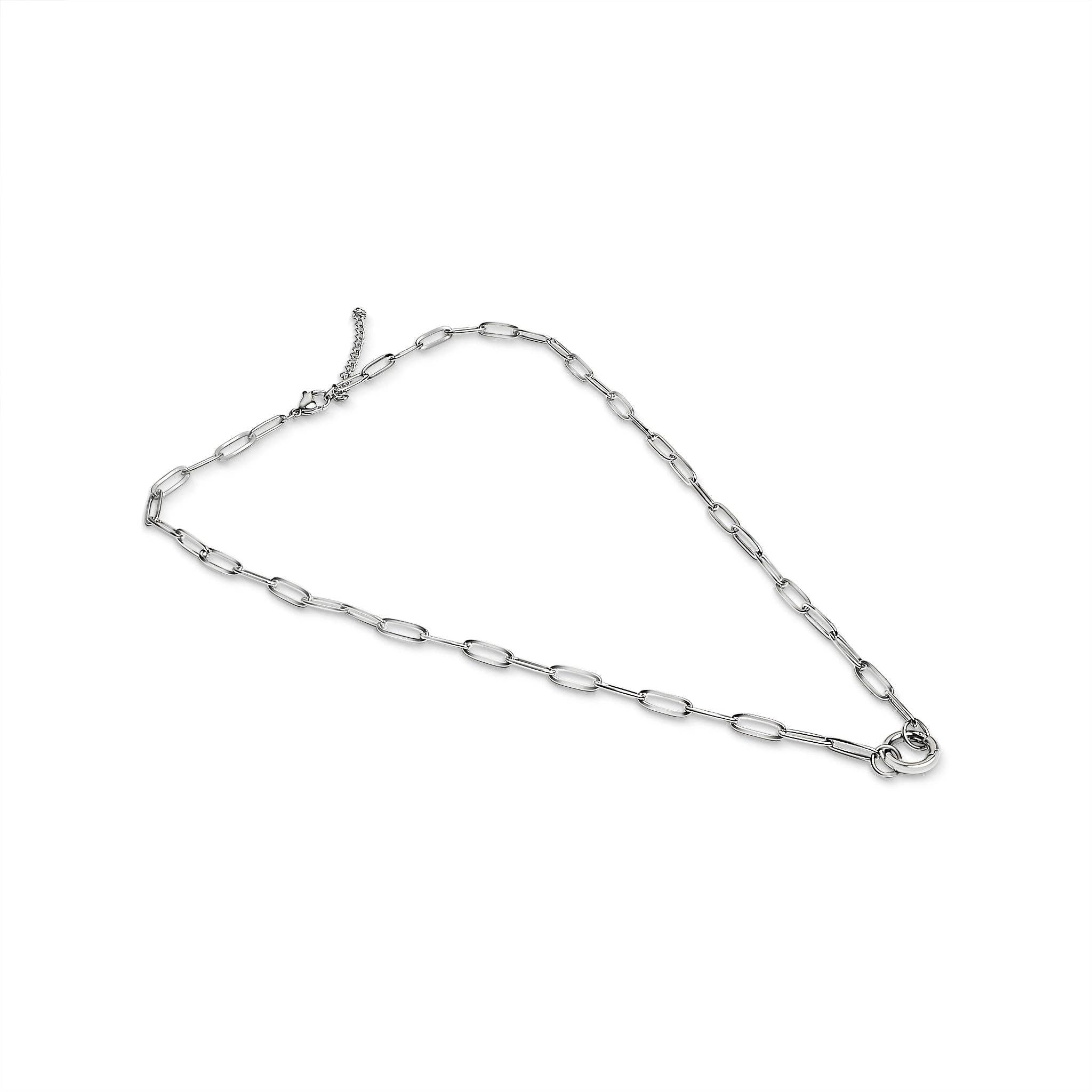 Stainless Steel Paperclip Carabiner Charm Holder Necklace