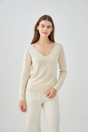 Cashmere silk V-neck sweater