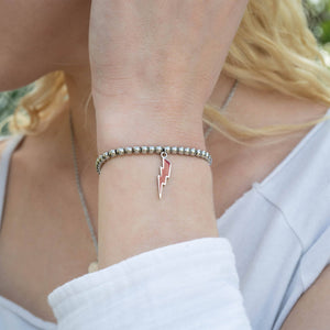 18K Gold PVD Stainless Steel Epoxy Lightning Bolt Charm