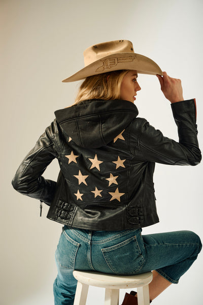 Christyn RF Star Detail with Hood Leather Jacket – Gisele Tune