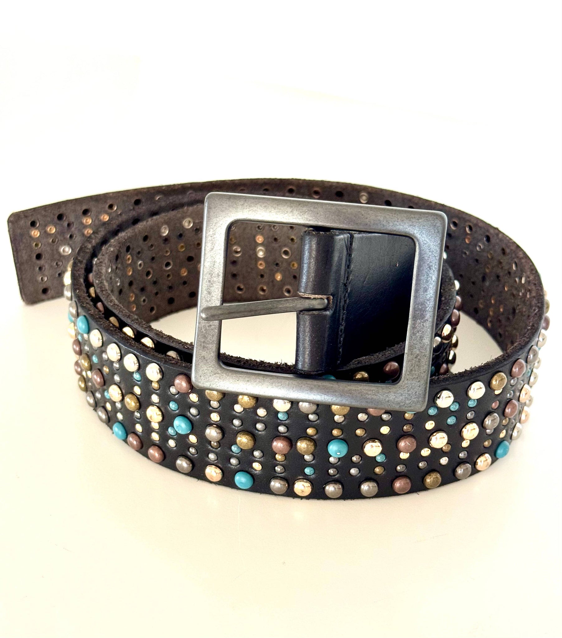 NEW! Black Leather with Multi Color Studs