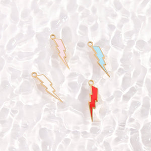 18K Gold PVD Stainless Steel Epoxy Lightning Bolt Charm