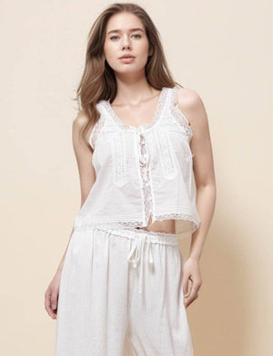Ladies V-Neck String Tie Lace Cami Top