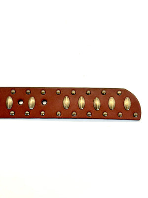 Cognac Leather with Aged Brass Studs