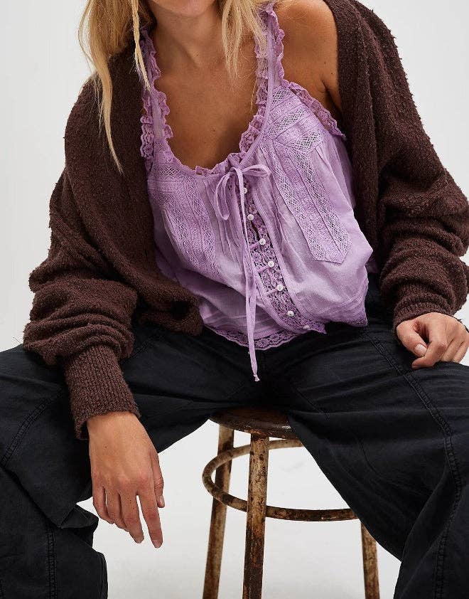 Ladies V-Neck String Tie Lace Cami Top