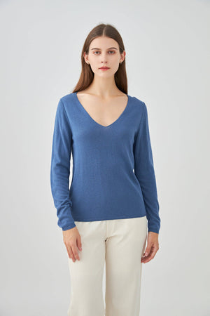 Cashmere silk V-neck sweater