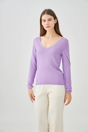 Cashmere silk V-neck sweater
