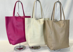 Summer Italian Leather Solid Tote Bags JIJOU CAPRI