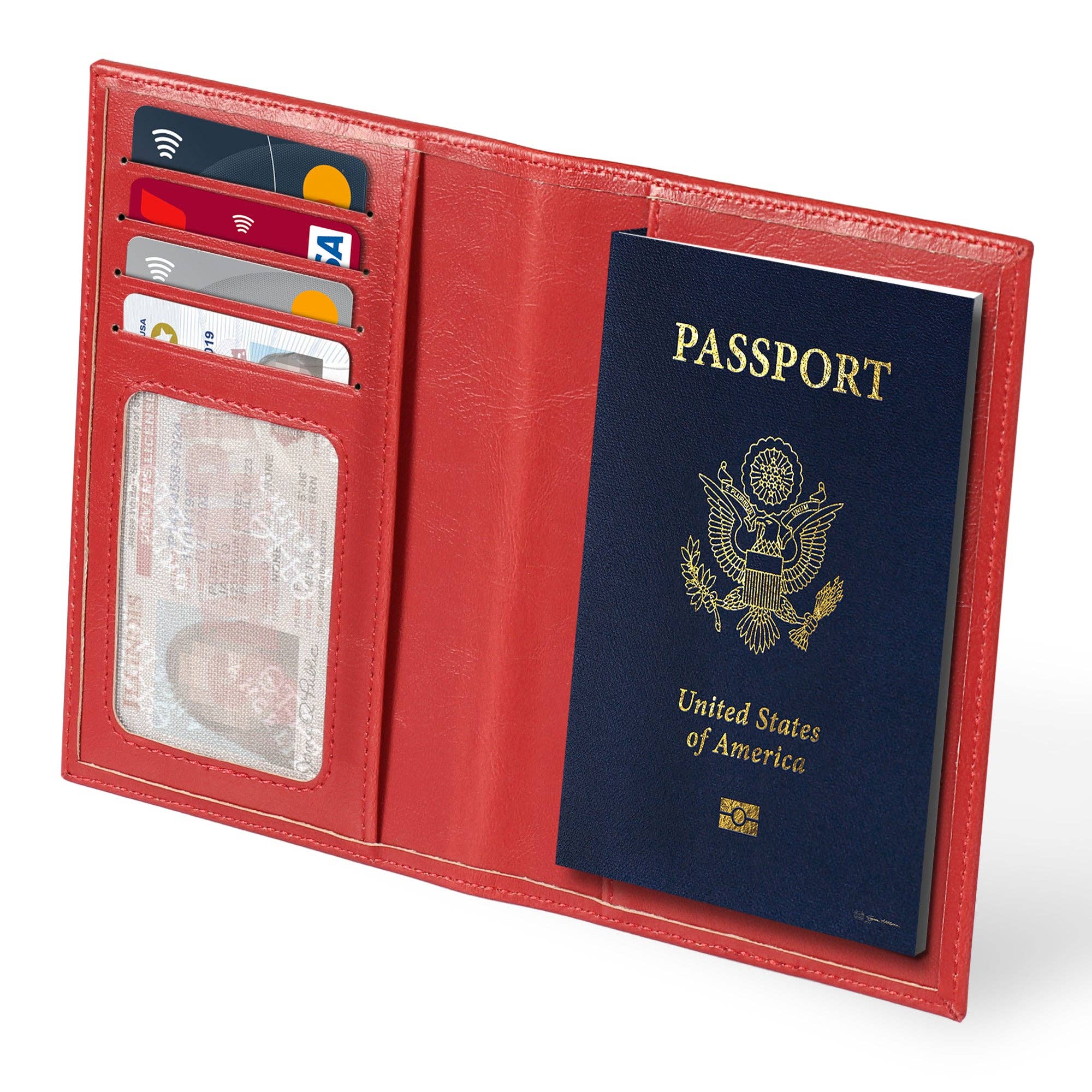 Otto Angelino Slim Passport Wallet with RFID Blocking, Leath
