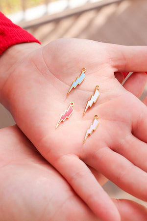 18K Gold PVD Stainless Steel Epoxy Lightning Bolt Charm