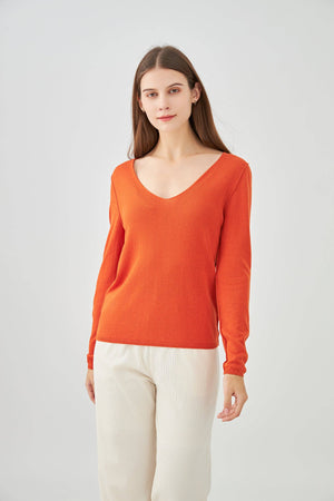 Cashmere silk V-neck sweater