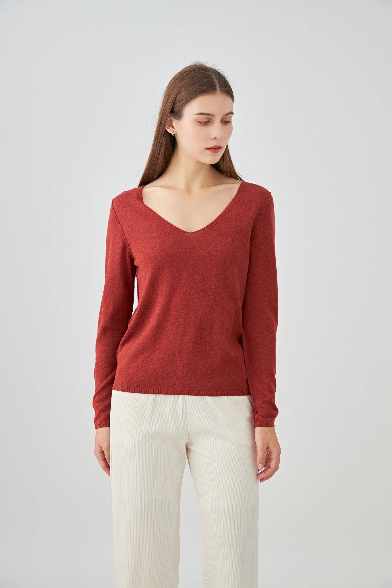Cashmere silk V-neck sweater