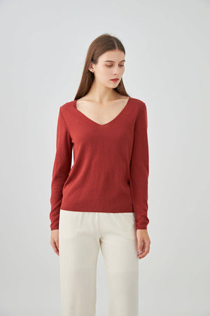 Cashmere silk V-neck sweater