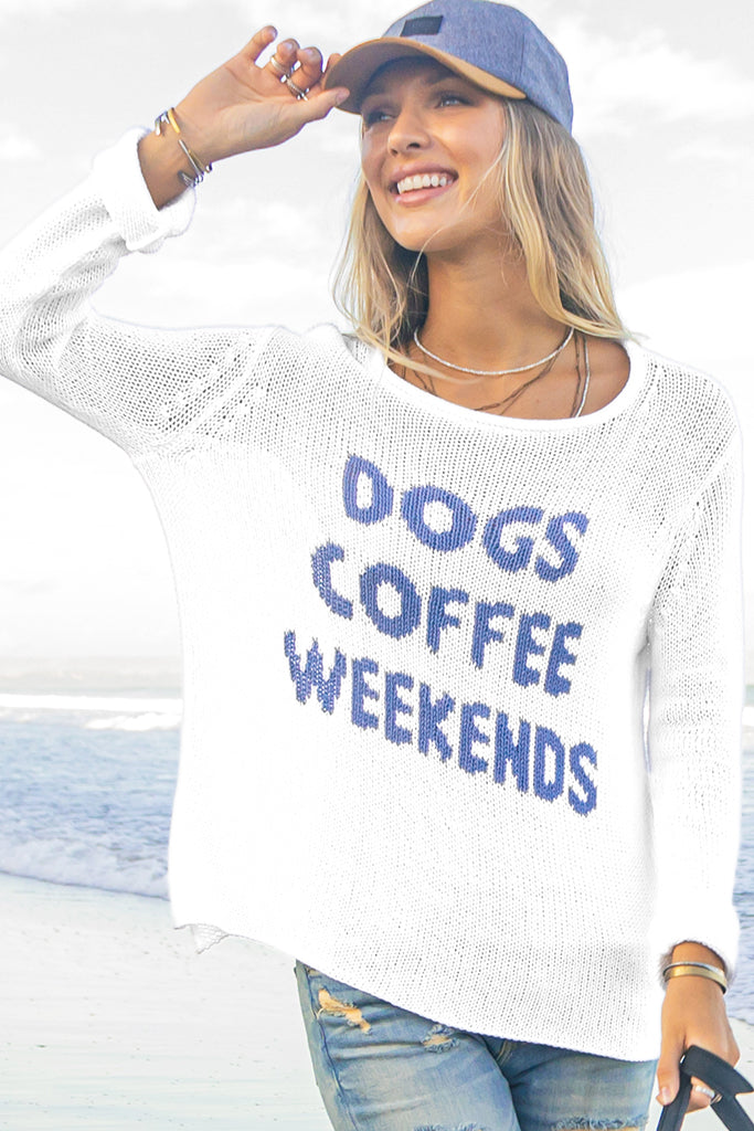 DOGS COFFEE WEEKENDS CREW COTTON