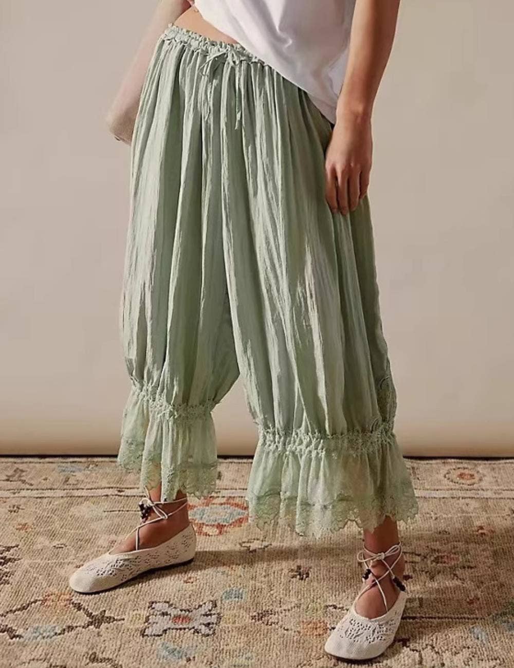 Ladies V-Neck Lace String Tie Pants SKP51298