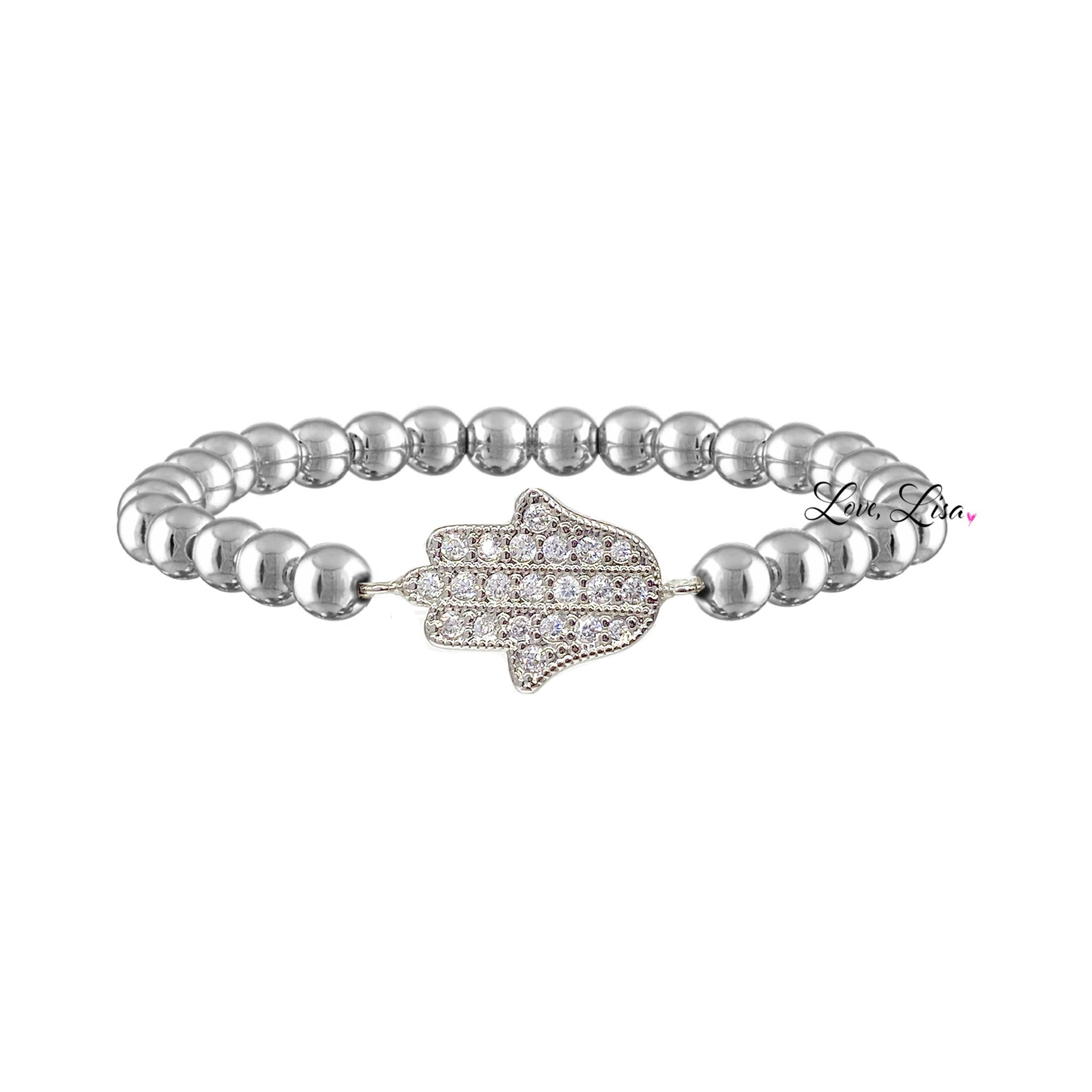 The Perfect Hamsa Beaded 6mm Stretch Bracelet
