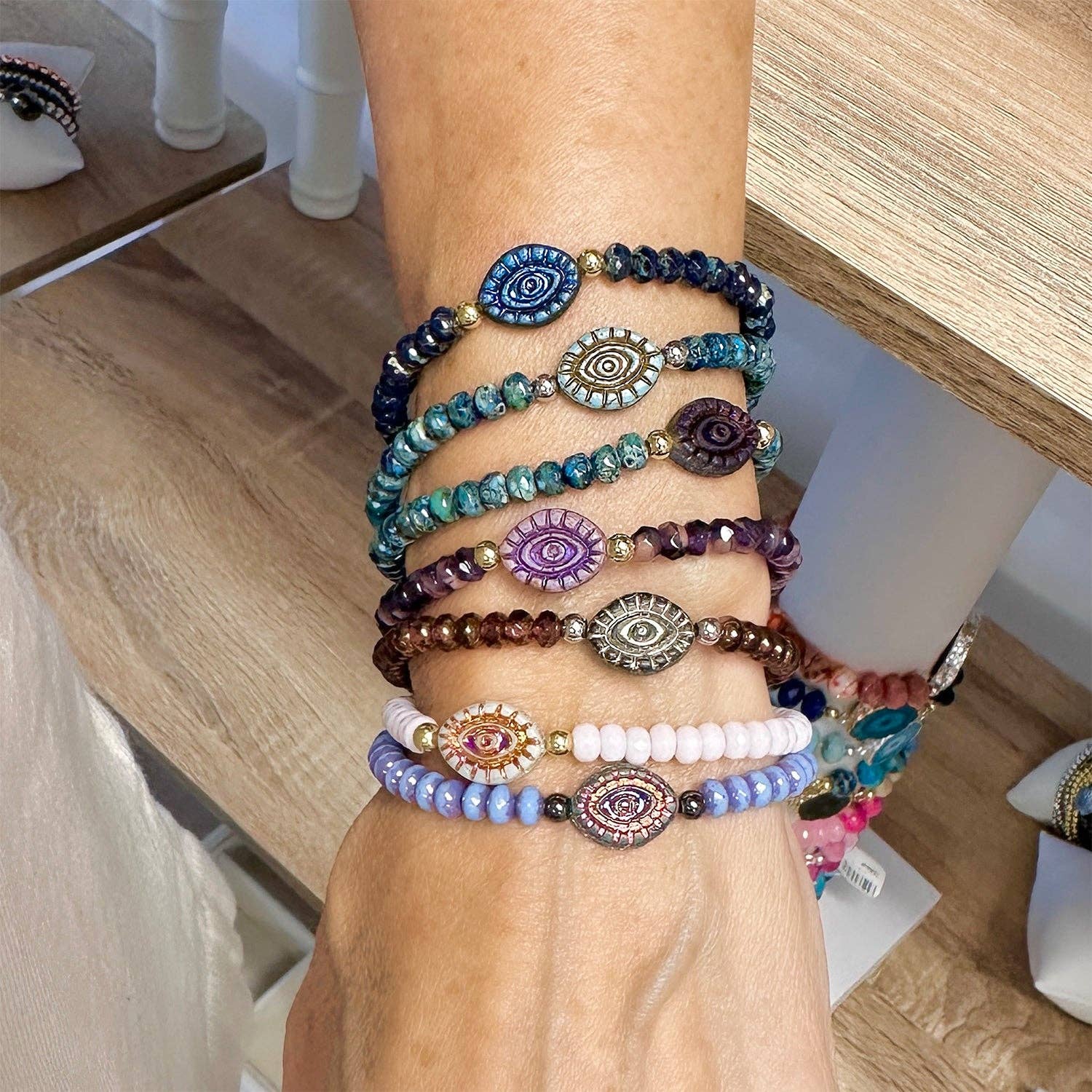 Harper Gemstone Evil Eye Bracelet