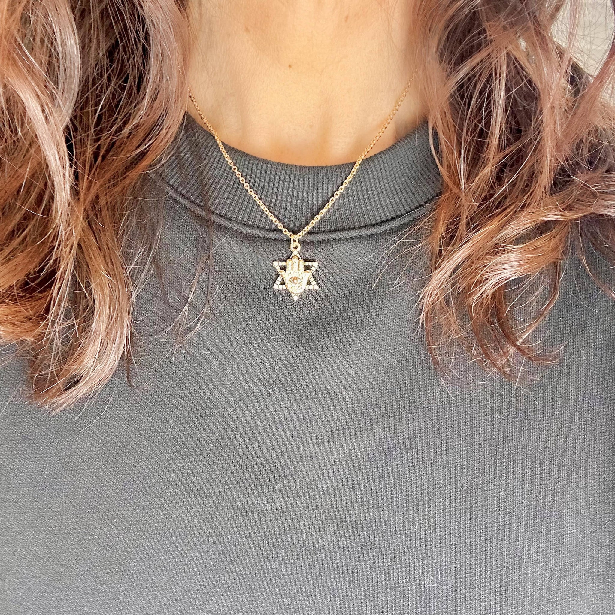 Suzy Jewish Star Hamsa Necklace