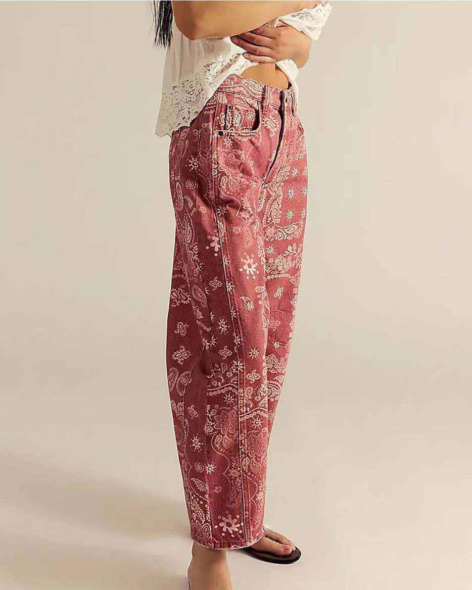 Y2k Western Vintage Paisley Printed Jeans