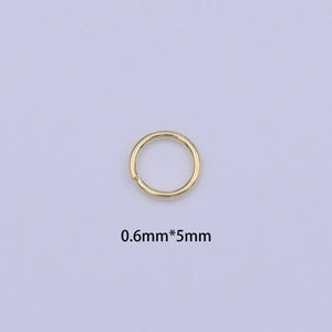 16K Gold Filled 5mm x 0.6mm Assorted Open Jump Ring Jewelry Supply | B-605