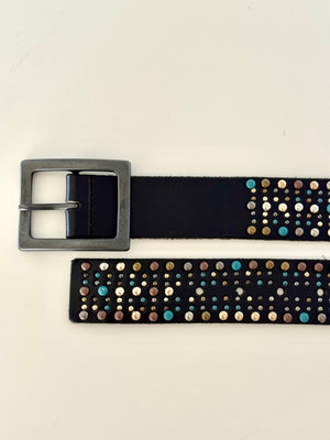 NEW! Black Leather with Multi Color Studs