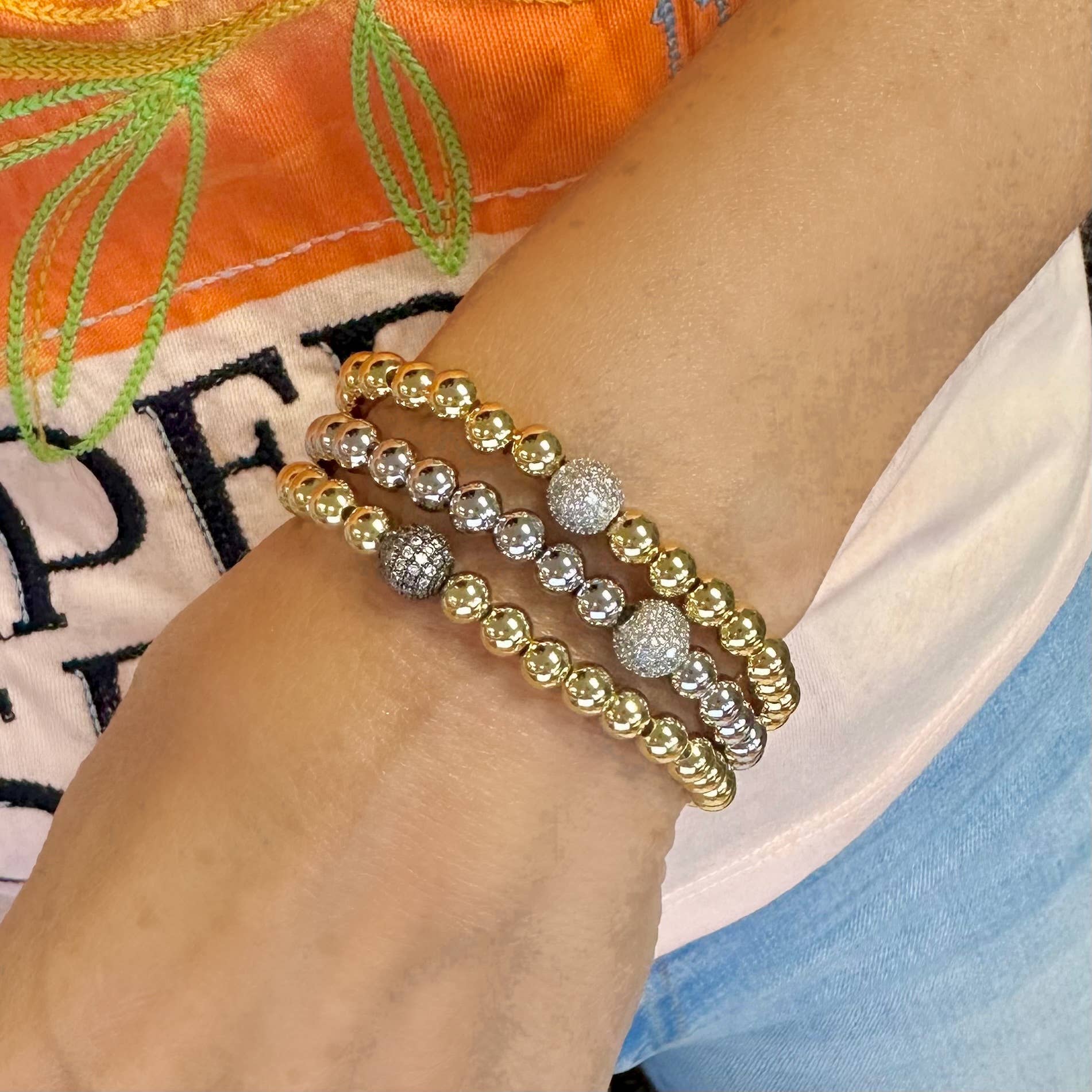 Camryn's Stretch Pave Ball Bracelet