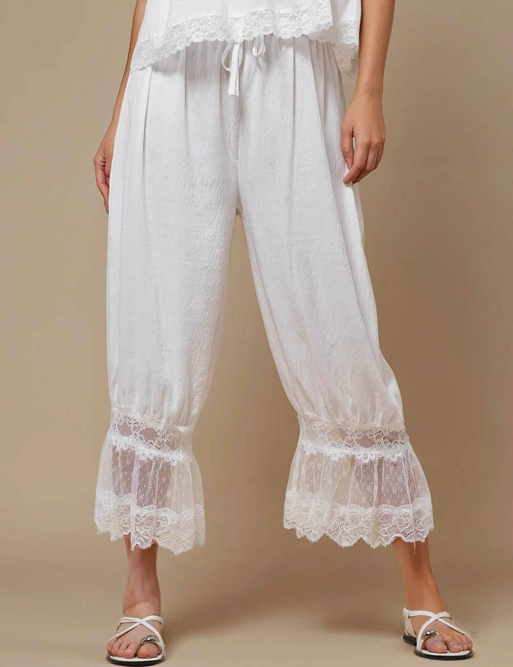 Ladies V-Neck Lace String Tie Pants SKP51298