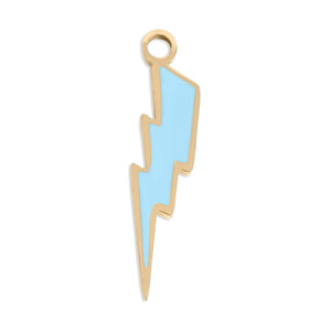 18K Gold PVD Stainless Steel Epoxy Lightning Bolt Charm