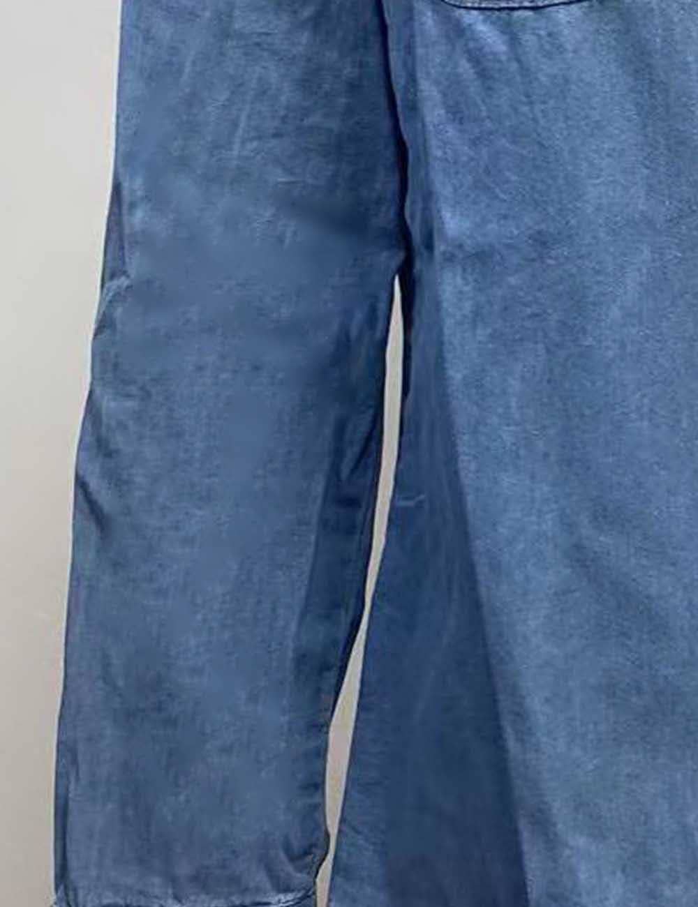 Ladies Turn Down Collar Flap Pockets Denim Shirt