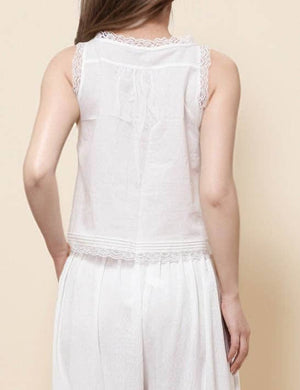 Ladies V-Neck String Tie Lace Cami Top